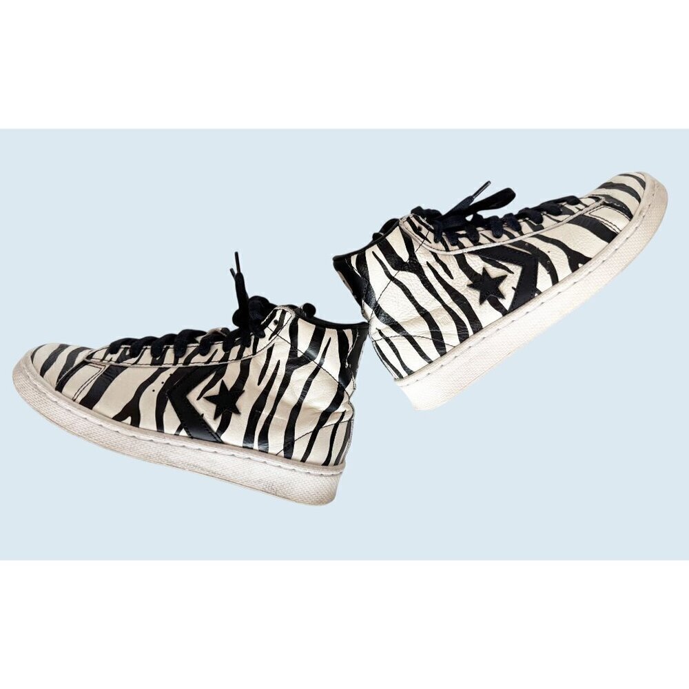 CONVERSE Retro Unisex Pro Leather Zebra Print Hi Top Sneaker Sz M 4 / W 5.5 - Picture 2 of 7
